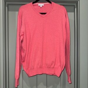 Peter Millar Pima Cotton Silk Cashmere V-Neck Sweater Men’s Large – Coral Knit